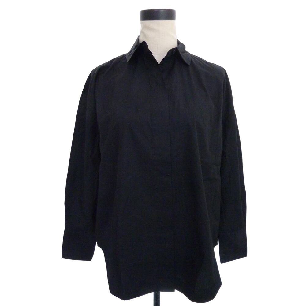 Everlane NWT Womens Minimalist Black Oversized Poplin Button Down Shirt XXS